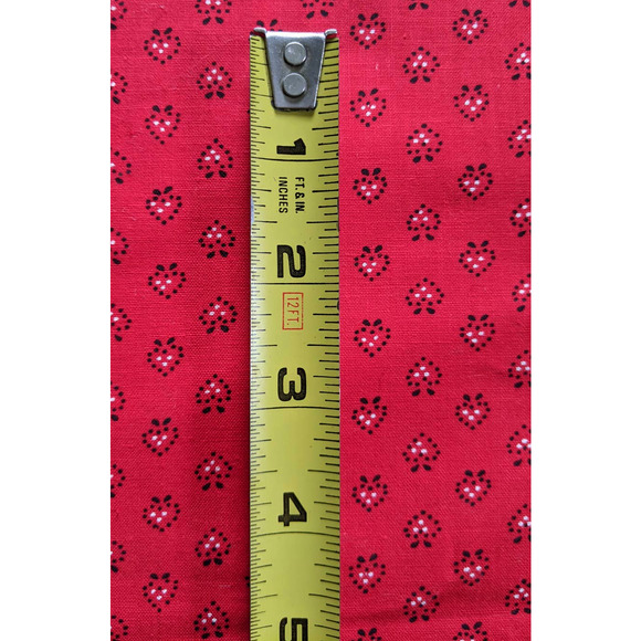 Vintage 1960's Calico Print Fabric Red White Black Hearts 36" by 1 Yds Quilting - Picture 3 of 3